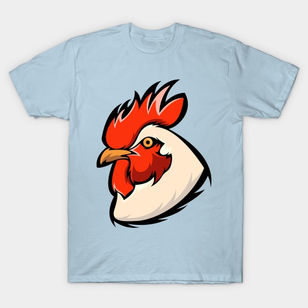 Rooster Head Design T-Shirt by Rachmattt